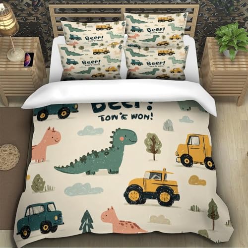 Housse de couette dinosaure 220x240 cm avec taies imprimées 3D - 5