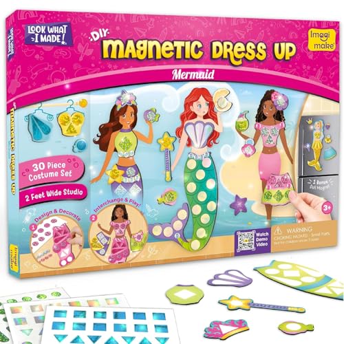 Imagimake DIY Magnetic Dress-Up Mermaid | Pretend Play Toys for Girls | 30 Magnetic Dresses & Accessories | Interchange & Create Unlimited Outfits | Birthday Gift for Girls Ages 3 4 5 6 7 Multicolour