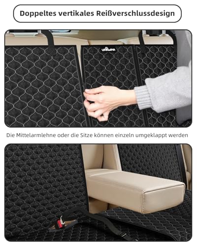 UPAWPIA Hundedecke Auto Rückbank Kompatibel mit Kindersitz und Hundegurt Autoschondecke Hund Rücksitz Wasserdicht Kratzfeste Hundematte Auto Rückbank Universal für PKWs LKWs und SUV mit Hundegurt