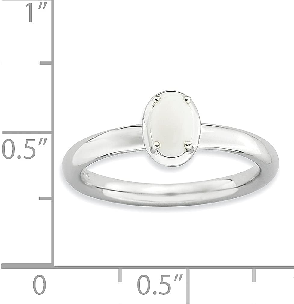 925 Sterling Silver White Agate Stackable Ring Stone Gemstone Natural Fine Jewelry For Women Gifts For Her