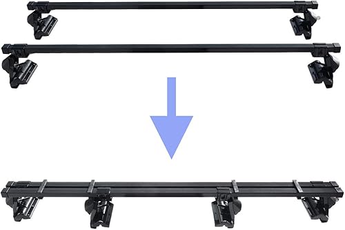 Miniatura 3 de HTTMT Sistema de portaequipajes de techo completo ajustable con cerradura universal para vehículos sin riel lateral del techo