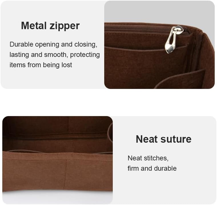 Lckaey Purse Organizer insert for LV NOE BB Petit NOE NM storage bag Organizer With Zipped pocket Y059coffee-Large - Image 5