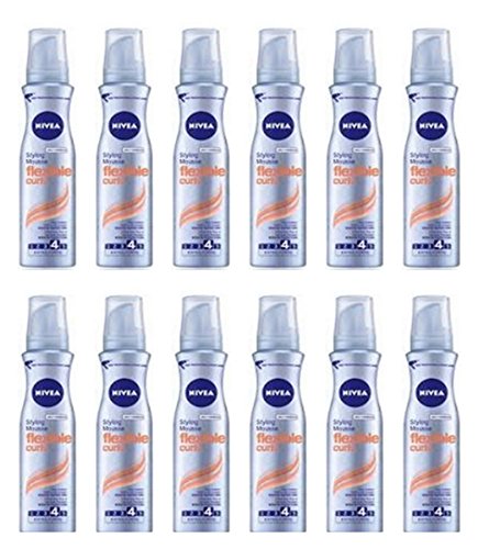 Nivea Lot de 12 flacons de mousse pour cheveux, modèle Boucles extra fortes, 150 ml