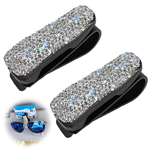 HIMBIU Brillenhalter Für Auto, 1 Stück Sonnenbrillen Clip Für Auto Sonnenblende, Kristall Strass Brillen Aufhänger, Sonnenbrillen Brillen Brillenständer Mit Karten Clip, Geeignet Für Einsatz Im Auto