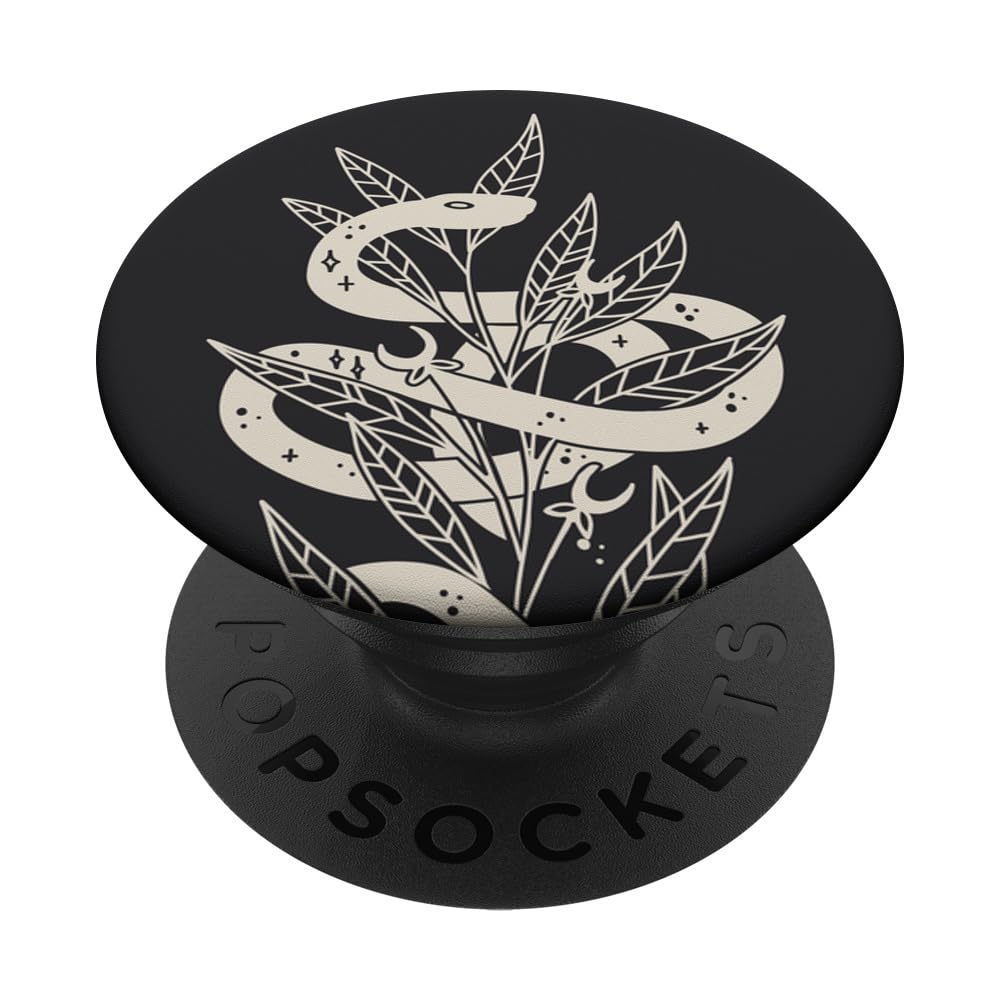 Ash Black Witchy Mystical Boho Botanical Snake PopSockets Swappable PopGrip