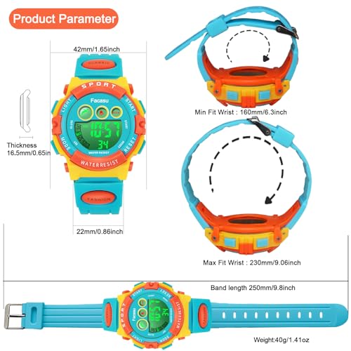 Image of Kids Watch Digital for Boys-Waterproof Kids Sports Watch with Light, Alarm&Snooze,Stopwatch Military Design Silicone Band Gift for Birthdays,Christmas Outdoor Activities(8+ Years)