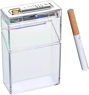 2023 new transparent cigarette case with lighter, portable USB lighter, integrated cigarette case with LED light, windproof, moisture-proof, drop-proof, pressure-resistant, can hold 20 ordinary cigare