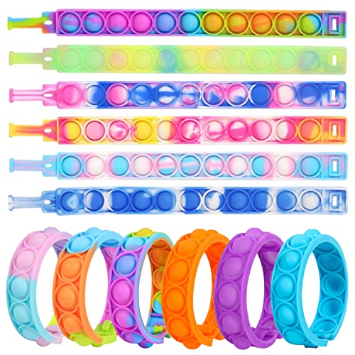 Yeefunjoy 12pcs Push Pop Bracelet Bubble Fidget Toys Poppet Bracelet for Kids, Fidget Wristband with Autistic & ADHD, Push Pop Bubble Bracelet Novelty Gifts