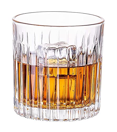 MZP Italin Premium Luxury Diamond Whiskey Glass Set Imported Heavy Crystal Rocks Whisky Glass for Scotch, Vodka, Liquor, Alcohol, Juice, Water Drinks 300ml (Set of 4) (Chutki)