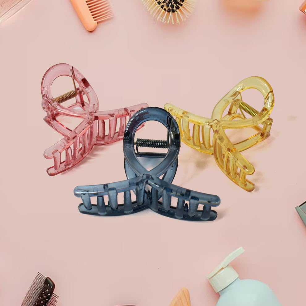 Image of Plastic Hair Clamp Grip Simple Matte Hair Barrette Clamp for Women and Womens, Strong Hold Claw Hair Clip for Daily Hair Styling, Assorted Colors, Pack of 6 Pieces