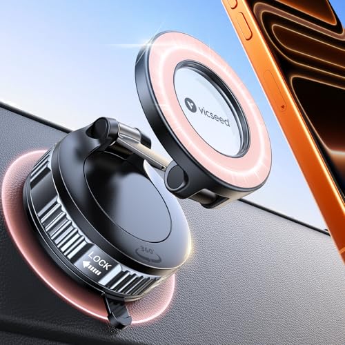 VICSEED 2026 Magnetic Suction Car Mount (Dash/Windshield, 360° Adjustable)