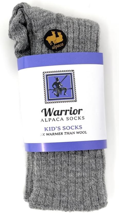 WARRIOR ALPACA SOCKS - Superfine Alpaca Wool Socks For Boy's And Girl's - Cuff-able Crew - Solid – Ribbed (Large, Grey) - Image 5