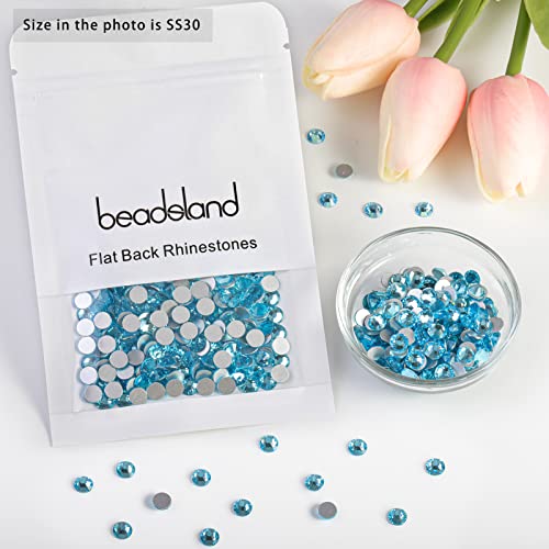 Image of Beadsland Flat Back Crystal Rhinestones,Aquamarine, SS30, 288pcs