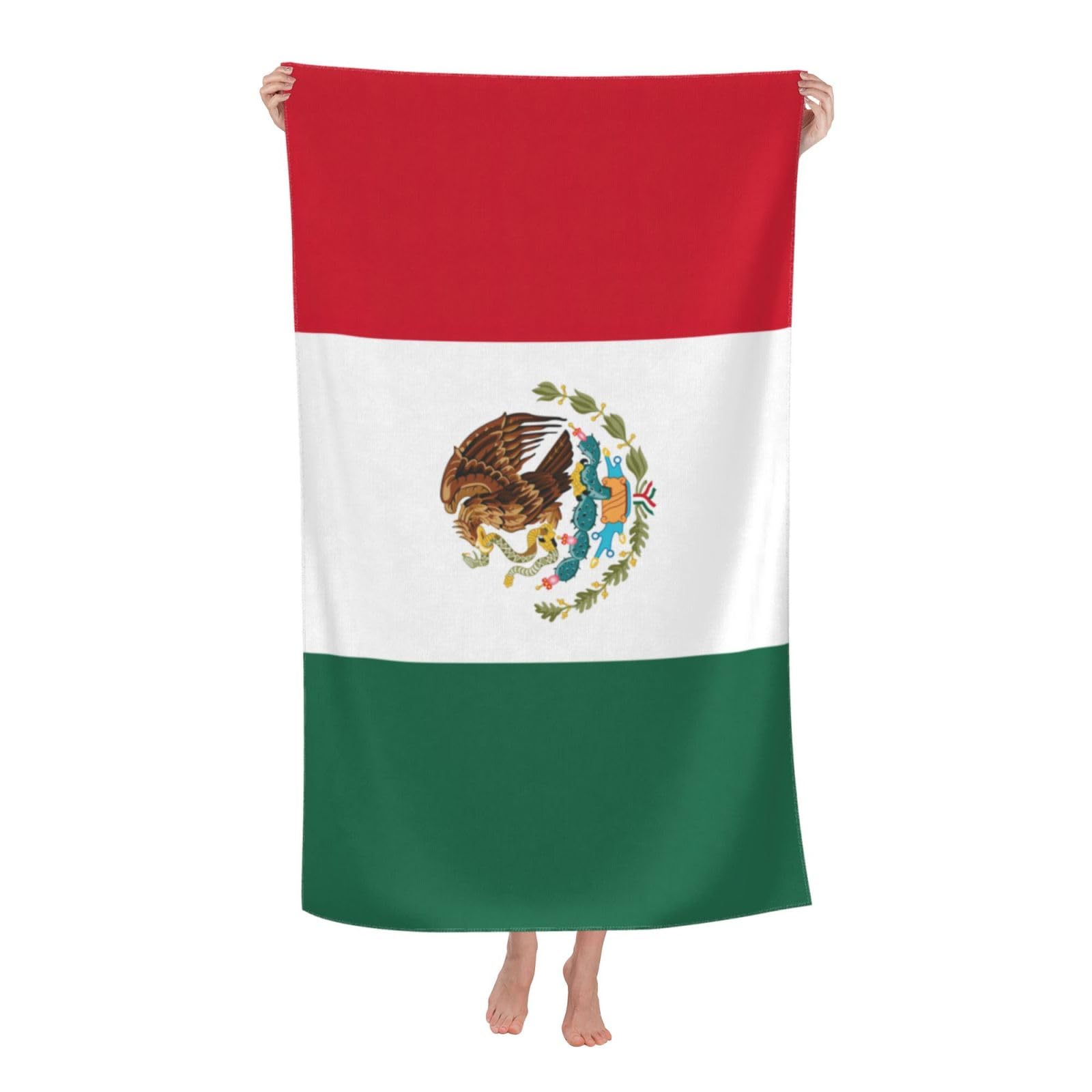 pojknbv Flag Of Mexico Print Oversized Adult Beach Towel Quick-Dry Comfortable Lightweight Travel Pool Camping