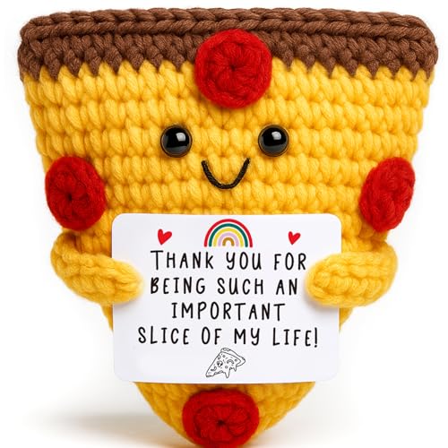 Fathers Day Mini Gifts for Daddy, Teacher Appreciation Handmade Crochet Pizza for Farewell Birthday Graduation Retirement Thank You Gifts For Friends Coworkers Classroom Celebration Office Gift Ideas
