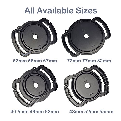 Soporte para tapa de lente con hebilla para cámaras Canon, Nikon, Sony, Olympus, Fujifilm, Pentax, Panasonic y Sigma DSLR/SLR/EVIL - Negro, plástico ABS (72 mm, 77 mm, 82 mm) miniatura 3