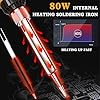 Soldering Iron Kit,80W LED Display Adjustable Temperature Soldering Iron Kit with Automatic Sleep Mode, Includes 5 Tips, Solder Wire, Stand, Flux - Professional Orange Welding Tool for Repair and DIY