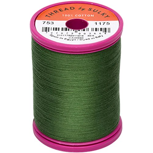 Hilo Sulky Cotton & Steel 50wt, 660 yardas, color Aguacate Oscuro