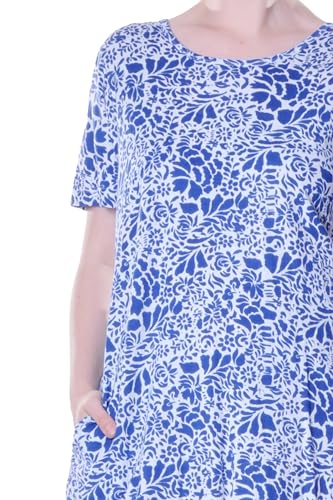 Image of LA CERA Women's Cotton Sun Dresses A-Line with Scoop Neck, Short Sleeves, Side Pockets, Floral Patterns, Machine Wash