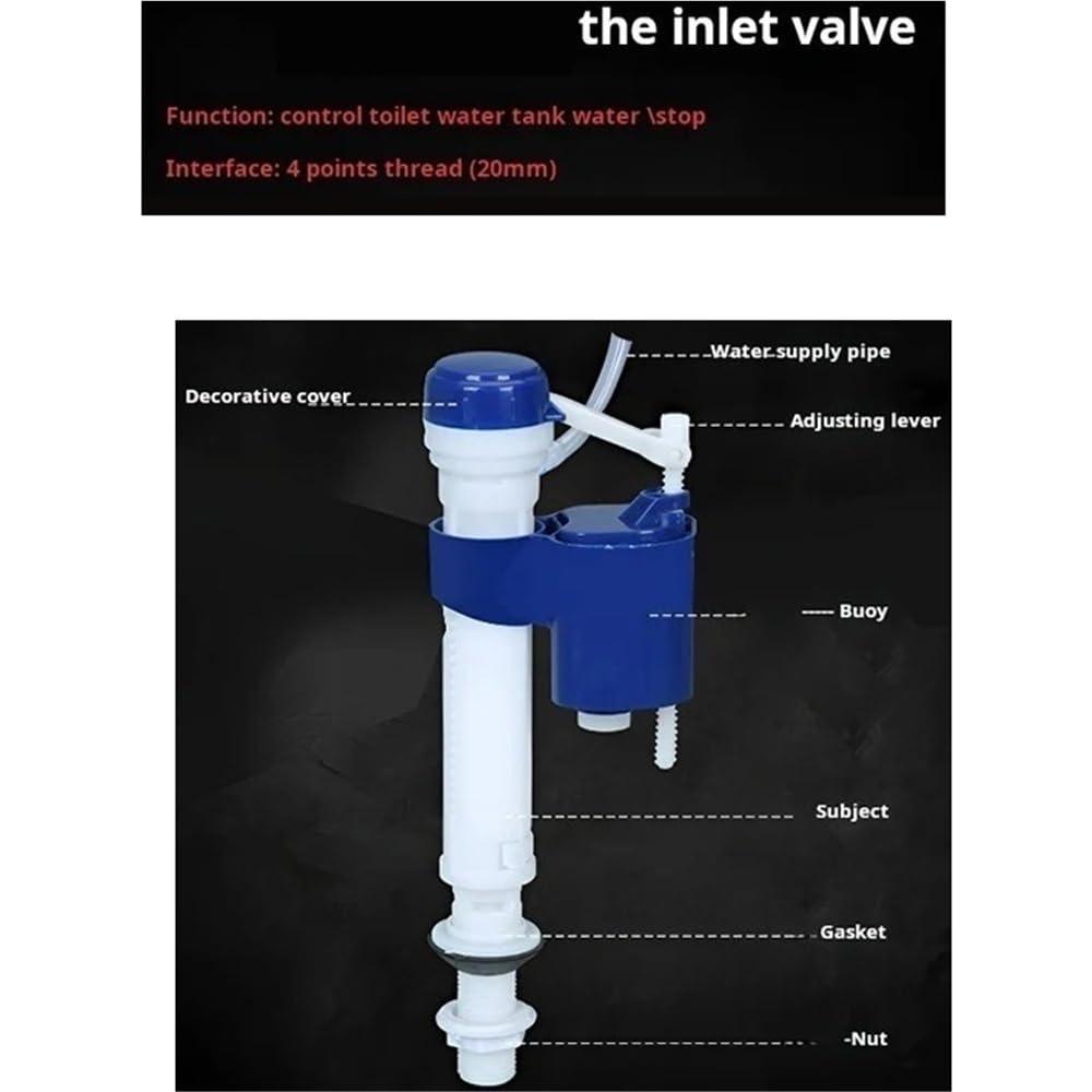 1 Juego de accesorios for cisterna de válvula de drenaje de llenado, componentes de reparación de tanque de agua de inodoro de doble descarga, accesorios(28cm)