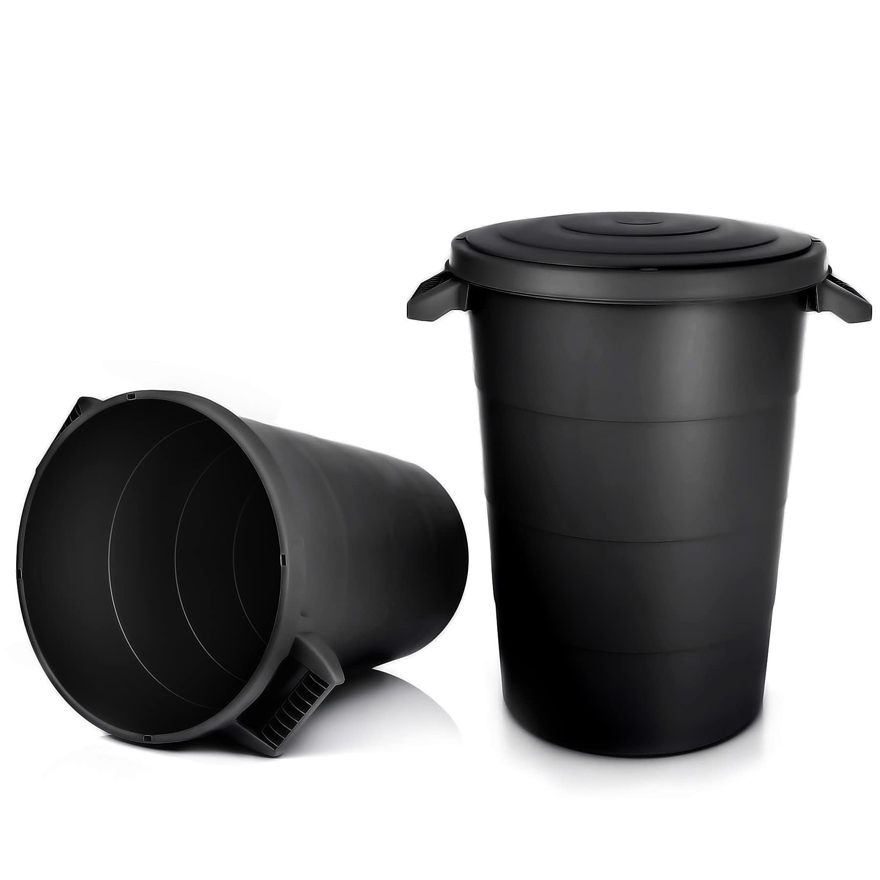 BigDean 80 Liter wetterfeste Universaltonne mit Deckel und Tragegriffen Schwarz Regentonne Mülleimer Indoor Outdoor