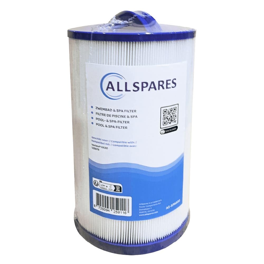 AllSpares Whirlpool wkład filtrujący odpowiedni do Vortex VX30 | 125979 | system Twist-Lock | zamiennik filtra spa do jacuzzi | wkład filtrujący do czystej wody | 216 x 125 mm