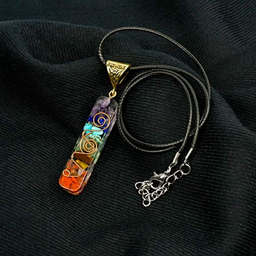 Collier pendentif 7 Chakras véritables pierres naturelles d’orgonite