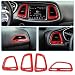 Voodonala for Challenger Center Console Air Condition Outlet Vent Trim Accessories for Dodge Challenger 2015 up (Red, 4ps)