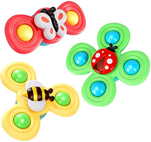 Ainy 3PCs Suction Cup Top Toy,Suction Cup Spinning Top Toy,Spin Sucker Spinning Top Spinner Toy,Table Sucker Gameplay Toy Safe Interesting Early Learner Toys for Baby Kids