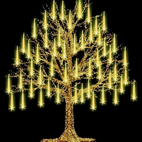 Christmas Lights Outdoor Icicle Lights Snowfall Meteor Shower Rain Light Christmas LED Decoration Falling Drop String Light 8 Tubes 288 LEDs (Warm White, 30cm), 1 Pack