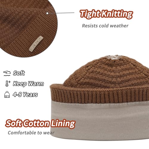 ZLYC Kids Winter Hats for Girls Boys Pom Pom Beanie Hat Cotton Lined Knitted Cap3