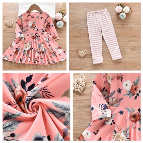 Image of Toddler-Girls-Fall-Clothes-Set Little Girls Highlow Tunic Tops+Leggings Outfit Boutique Clothing