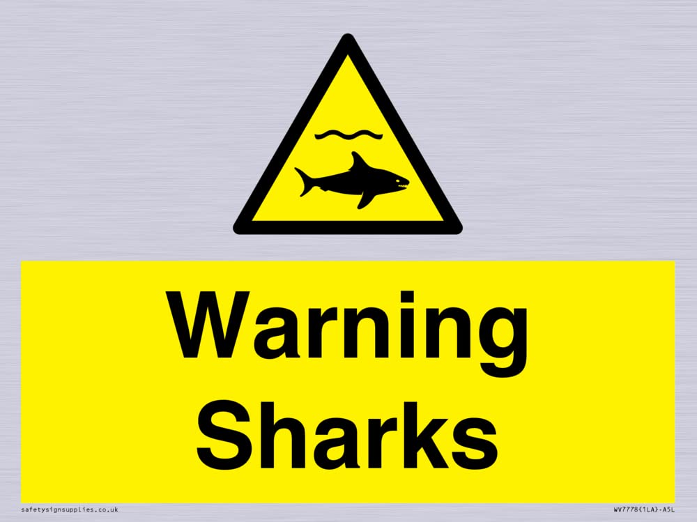 Warning sharks Sign - 200x150mm - A5L