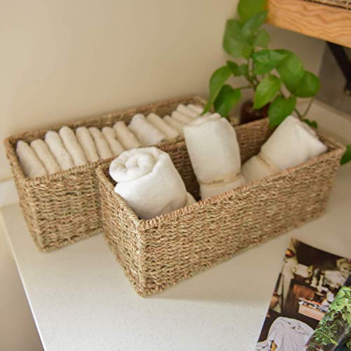 Storageworks Seagrass Woven Storage Basket, Bathroom Storage Organizer Basket, Toilet Paper Basket, Storage Basket For Toilet Tank Top, 2-Pack #TOP1