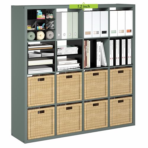 Furinno Cubicle 16-Cube Book Shelf Extra Thick Frame Bookshelf Sage Green