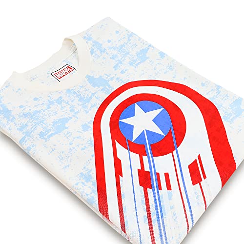 Image of Free Authority Captain America Printed Regular Fit Blue Cotton Men's T-Shirt