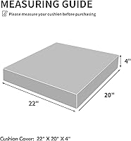 Vista 3 de Easy-Going - Paquete de 4 fundas impermeables para cojines de patio, de 22x20x4 pulgadas, fundas de repuesto antideslizantes para asientos al aire