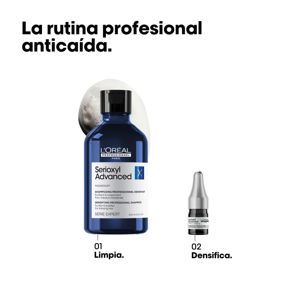 L’Oréal Professionnel Ampollas Anticaída, Enriquecidas con Activos Dermatológicos para Prevenir la Perdida del Cabello, Aminexil Advanced, 42 x 6ml