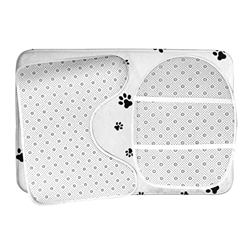 DIRYKILP Hundepfote 3 Stück Badematten Set, Badematte + Konturmatte + Toilettendeckelbezug mit rutschfester Klebeunterseite – Bild 7