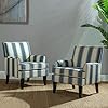 HULALA HOME Modern Patterned Accent Chairs Set of 2, Farmhouse Striped Accent Armchair Buffalo Plaid Accent Chairs for Living Room, Mid Century Floral Accent Chair with Arms [Stripe Blue]