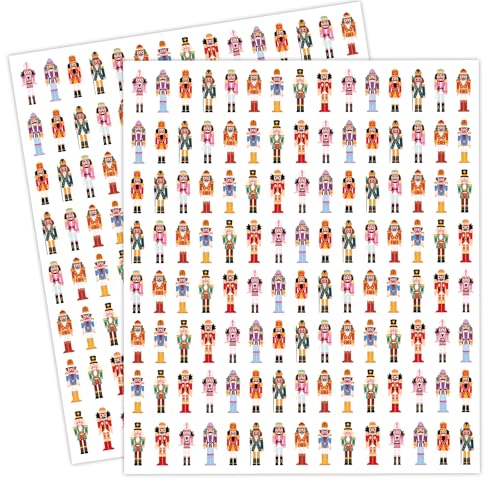 JarThenaAMCS 2400 Pcs Christmas Mini Sticker Paper Decal Xmas Nutcracker Self-Adhesive Sticker for Envelope Scrapbook Gift DIY Supplies, 0.5 in