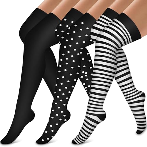Image of Bluemaple Thigh High Compression Socks for Women and Men Circulation(3 Pairs) Over the Knee-Best Support for Running,Travel