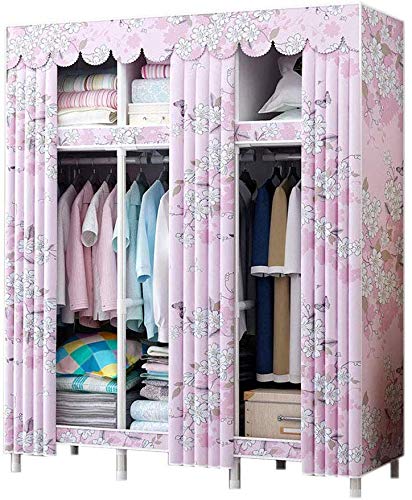 Armoire en tissu 130x45x172 cm avec penderie et étagères de rangement