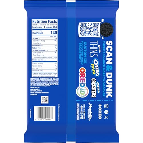 Image of OREO Birthday Cake Creme Chocolate Sandwich Cookies, Family Size, 12 Packs | Always made with Real Cocoa, Certified Kosher