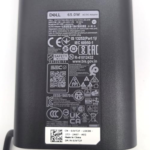 Dell Laptop Charger 65W watt Barrel 7.4mm tip, Latitude 7280 7285 7380 7389 7480 7290 7390 7490 AC Power Adapter 19.5V 3.34A, Black, LA65NM191 - image 7
