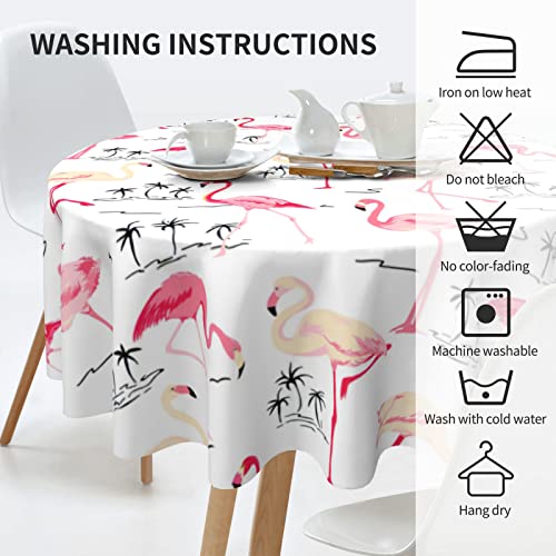 Pzoyubi Flamingo Table Cloth Pink Flamingo Tropical Leaf Tablecloth Washable Round Tablecloth 60 Inch Flamingo Party Tablecloth For Home Kitchen Indoor And Outdoor Dining Table Decor #TOP1