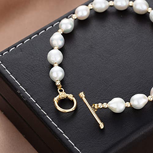 Kvlmoze Pearl Bracelet 6Mm Handpicked Pearl Chain 18K Gold Plated Delicate Vintage Y2K Jewelry Gifts For Mom Women Girls #TOP6