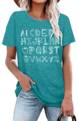 Teacher Shirt Women Alphabet Teaching Graphic Tee Tops Kindergarten Teachers Gift T-Shirts2