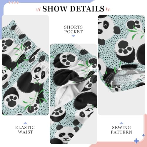 ZZXXB Lovely Panda Footprint Boys Long Pants Soft Trousers Elastic Waist Kids Lounge Bottoms with Pockets S-XL4