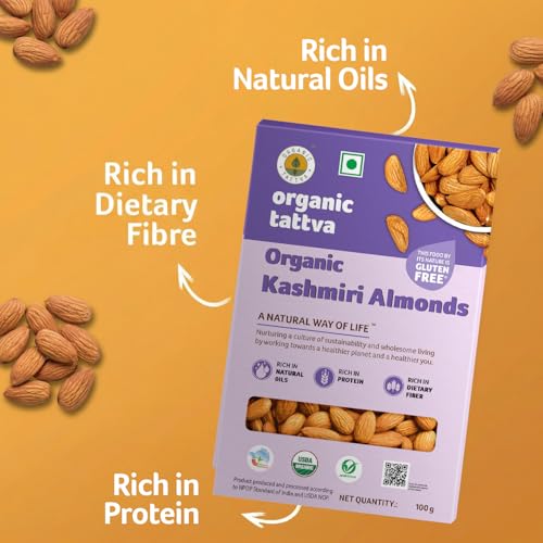 Image of ORGANIC TATTVA Organic Kashmiri Mamra Raw Almonds /Badams 400Gram (Pack Of 4)